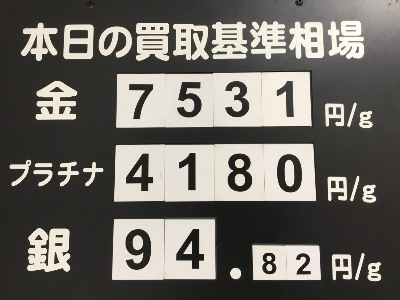 本日の買取基準相場