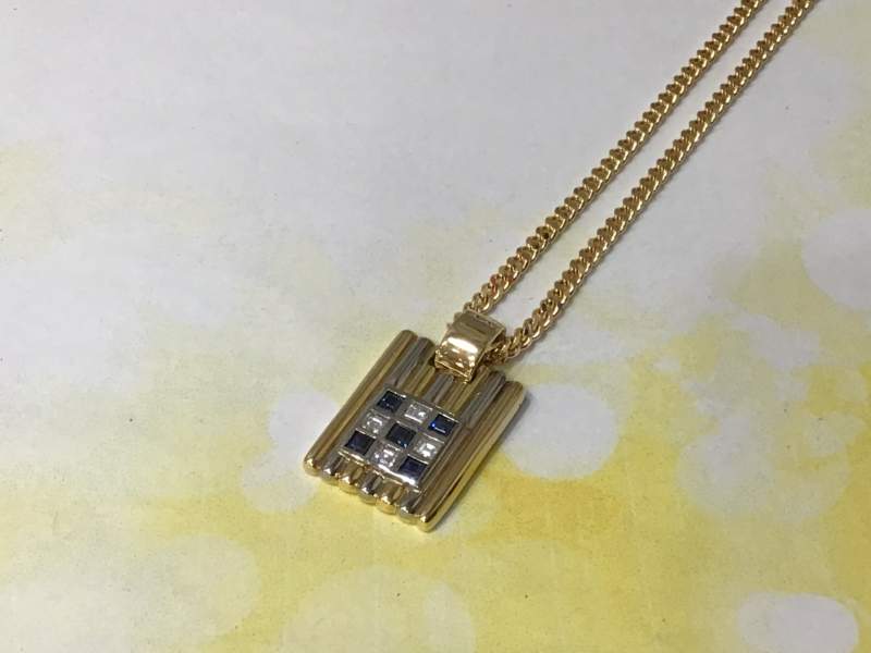 K18 プチネックレス　ダイヤモンド　サファイヤ　買取