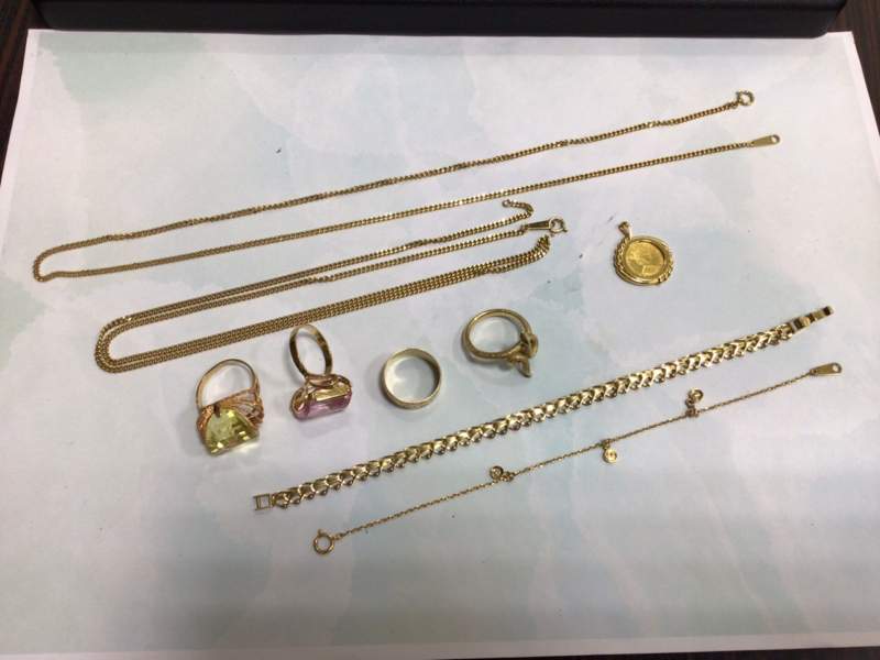 金製品 24金 18金 ネックレス リング トップ ブレスレット をお買取しました。