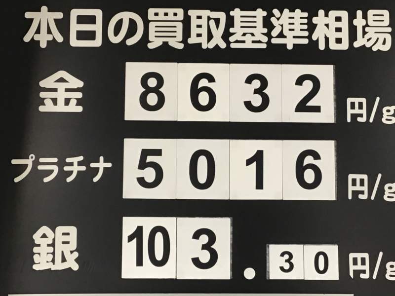 本日の買取基準相場