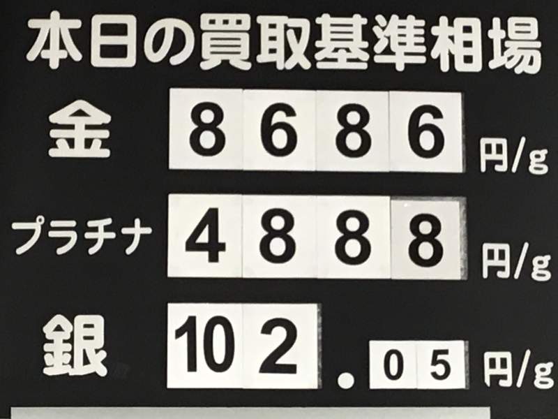 本日の買取基準相場