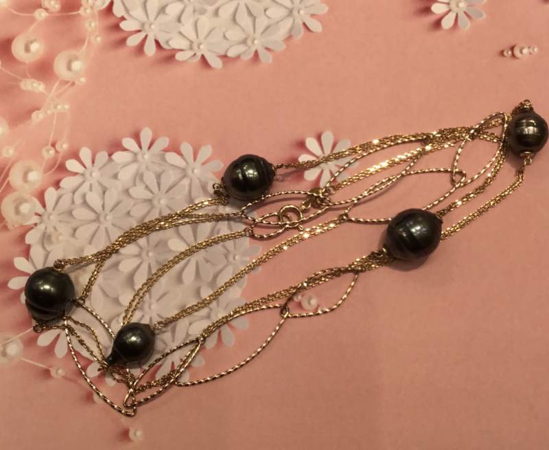 黒真珠　18金 イエローゴールド ネックレスをお買取りしました。