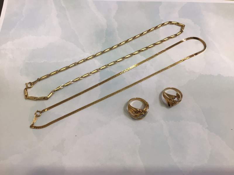 K18 イエローゴールド ネックレス コンビ リング をお買取りしました。
