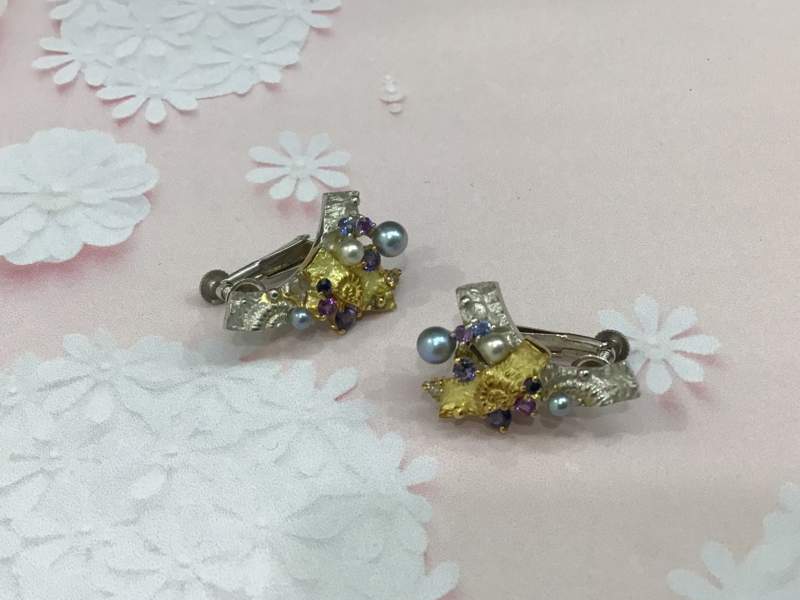 14金WG プラチナ イヤリング をお買取致しました。