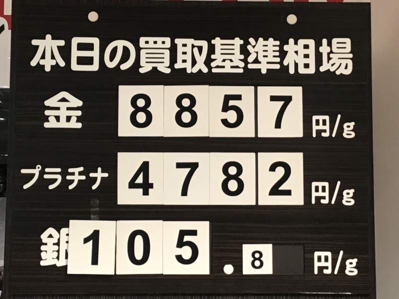 本日の お買取り 基準相場です。