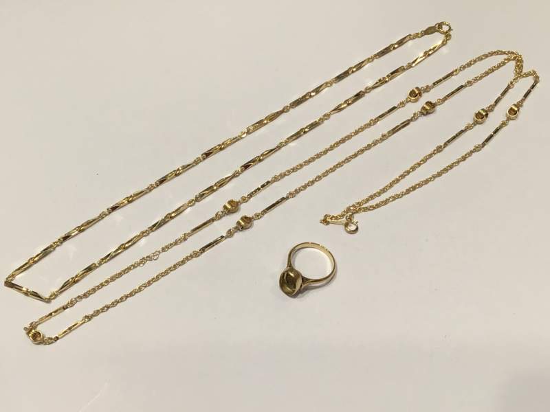 18金 イエローゴールド ネックレス リング お買取しました。