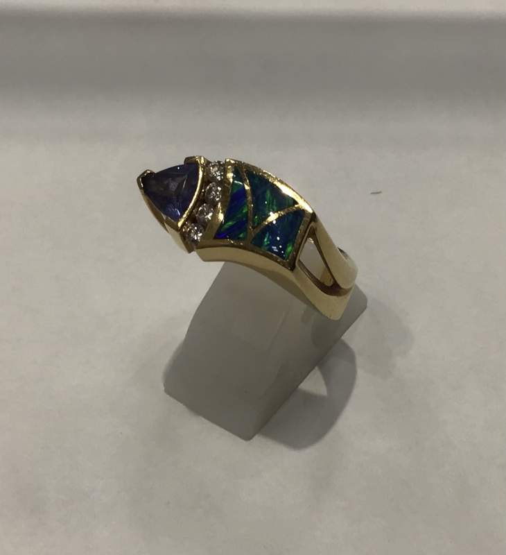 18金 石付き リング お買取しました。