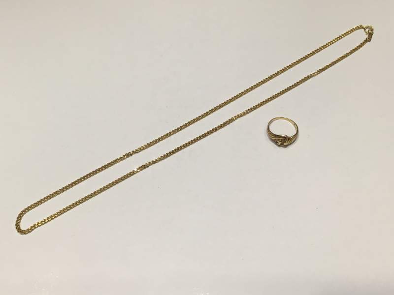 18金 イエローゴールド ネックレス リング をお買取しました。