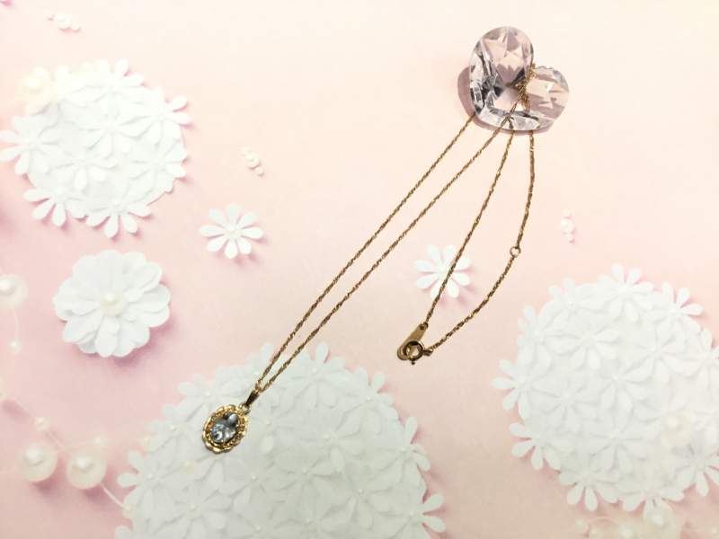 ダイヤモンド 18金イエローゴールド アクアマリンをお買取しました。 ネックレス