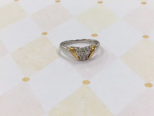 18金/PT900 石付きリング をお買取しました。