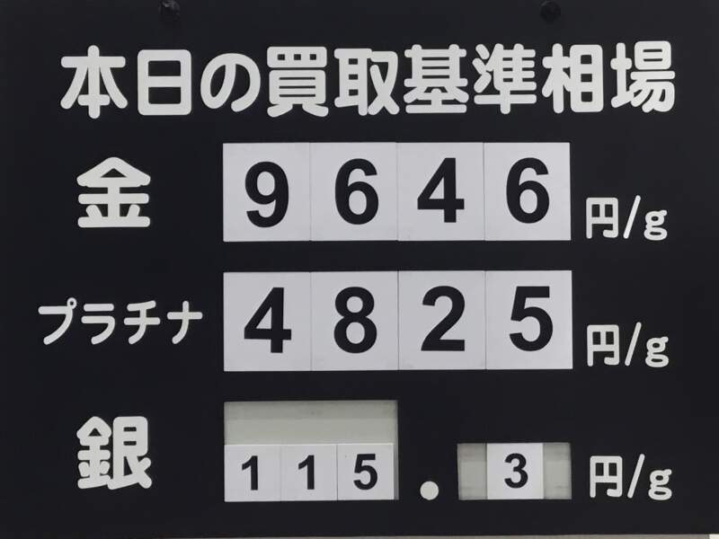 本日の買取基準相場