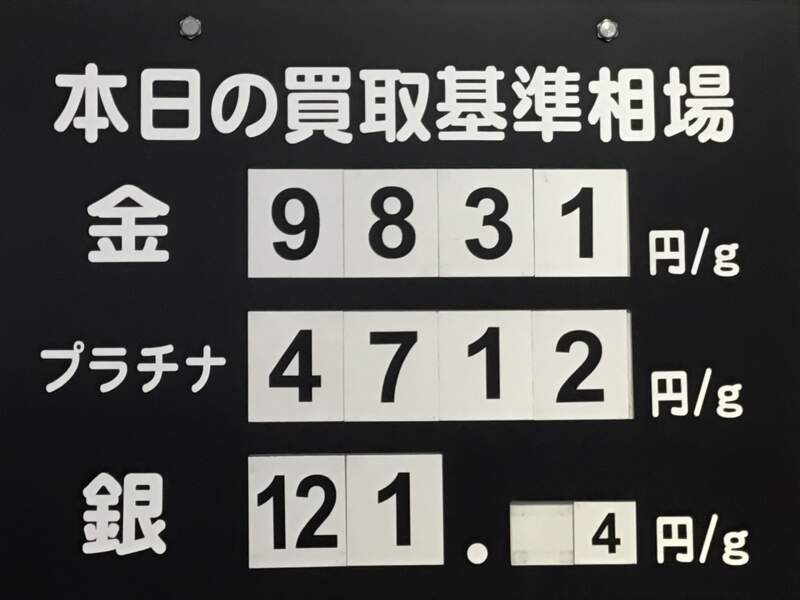 金相場が上がりました