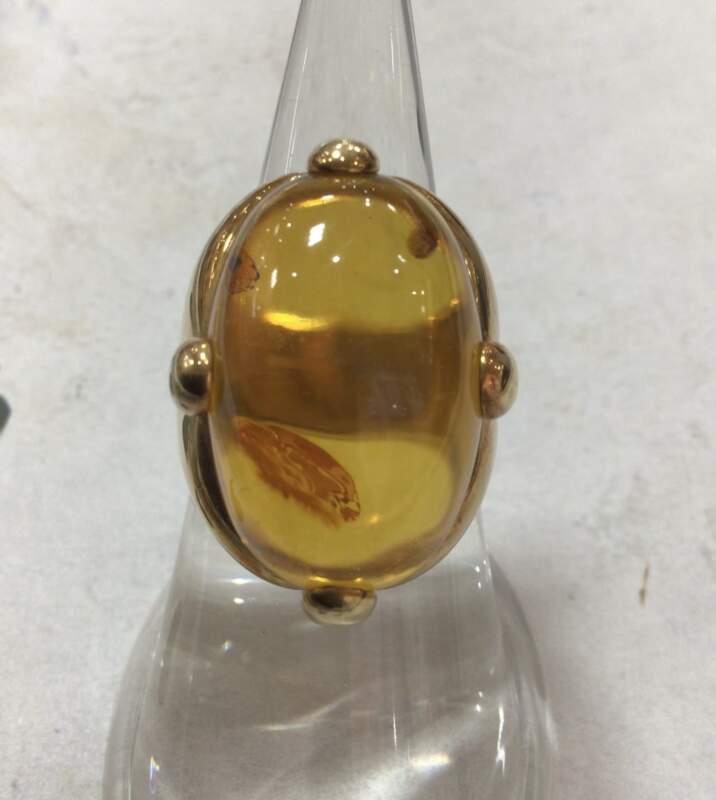 琥珀 K18 イエローゴールド リング お買取りしました