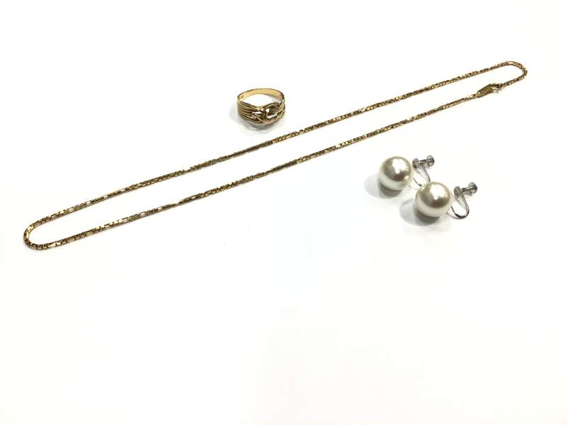 K18 イエローゴールド ネックレス リング k14 パール イヤリング をお買取りしました