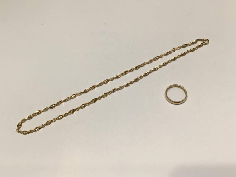 18金 イエローゴールド ネックレス リング をお買取しました。