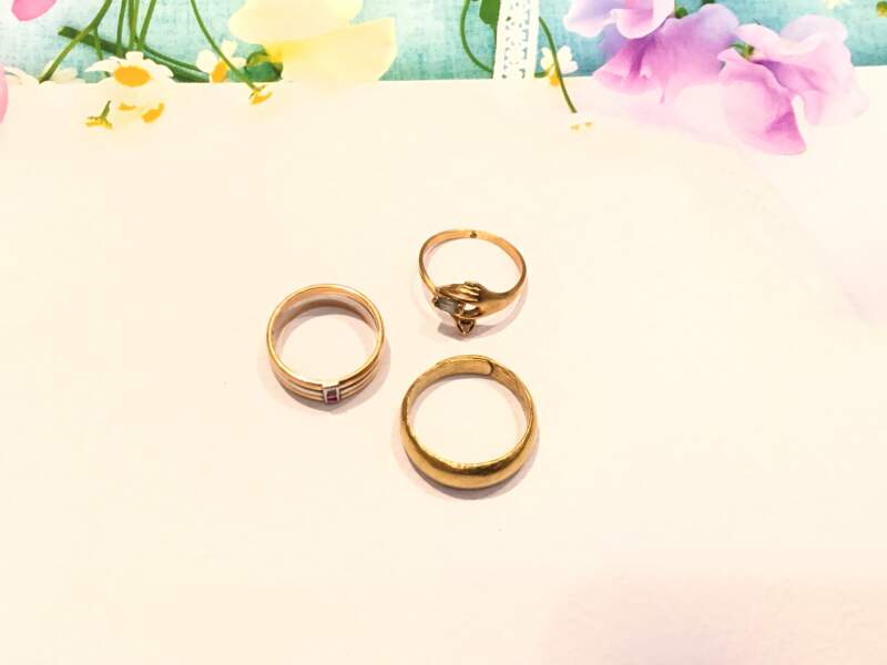 18金リング ルビー アクアマリン をお買取りしました