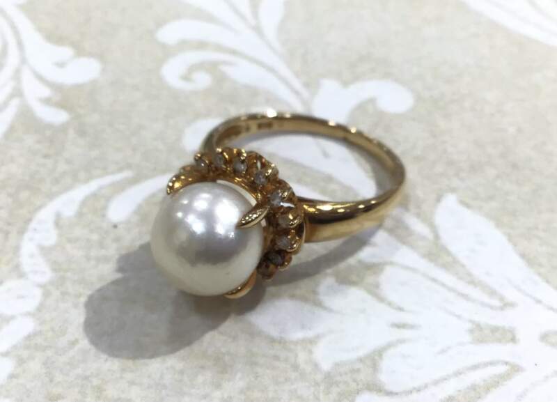 18金　指輪　真珠