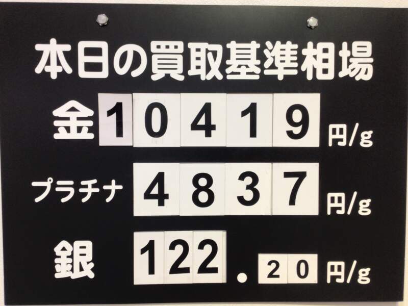 金相場が高値を推移しています