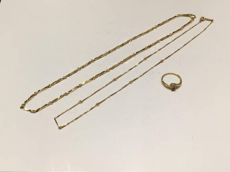 18金 イエローゴールド ネックレス リング をお買取しました。
