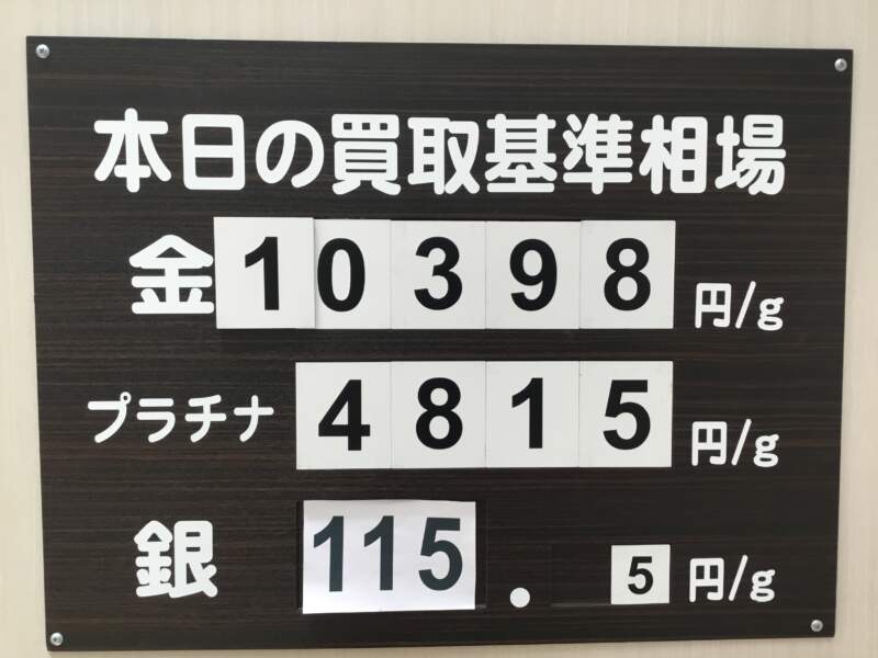 本日の金相場です