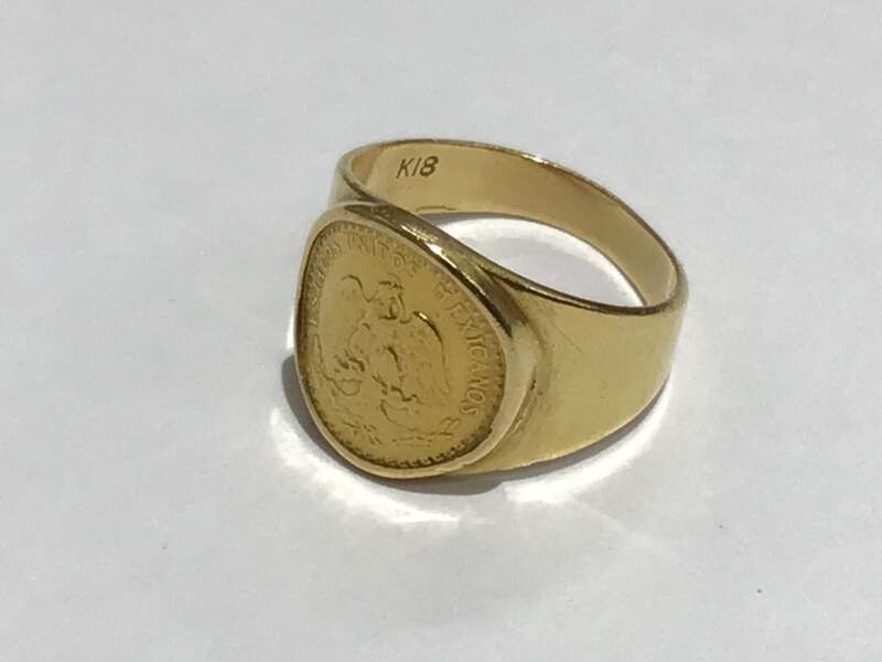 18金 21.6金ペソコイン付き イエローゴールド リング をお買取しました。