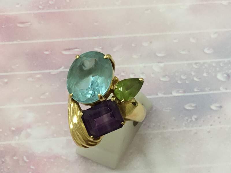 18金 色石付きリング お買取しました。