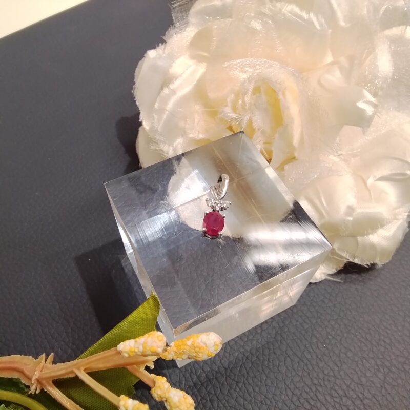 プラチナ900 赤石・透明石付 ペンダントトップ をお買取しました✨