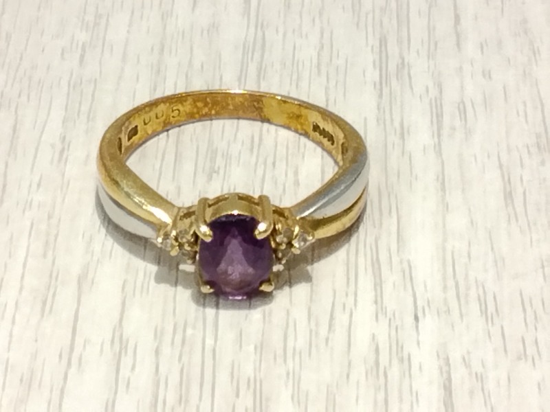 18金 プラチナ900 色石 コンビリング をお買取しました。