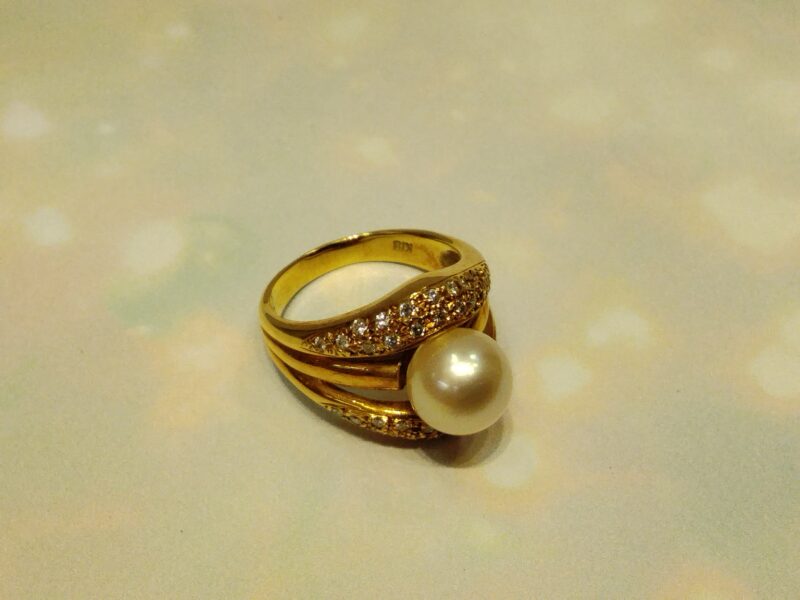 真珠 ダイヤモンド18金イエローゴールドリングをお買取りしました✨