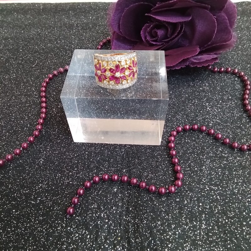 18金 プラチナ900 赤色石付リング をお買取しました✨