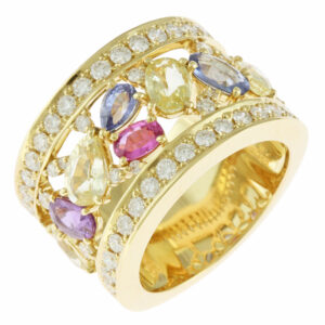 K18YG リング指輪 ダイヤモンド サファイア