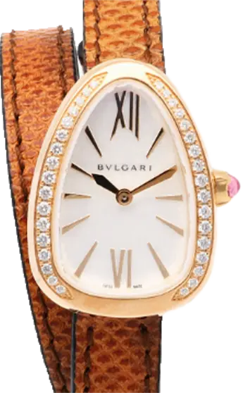 BVLGARI ブルガリ K18PG 腕時計 ダイヤベゼル ホワイトシェル セルペンティ SPP27WPGDL